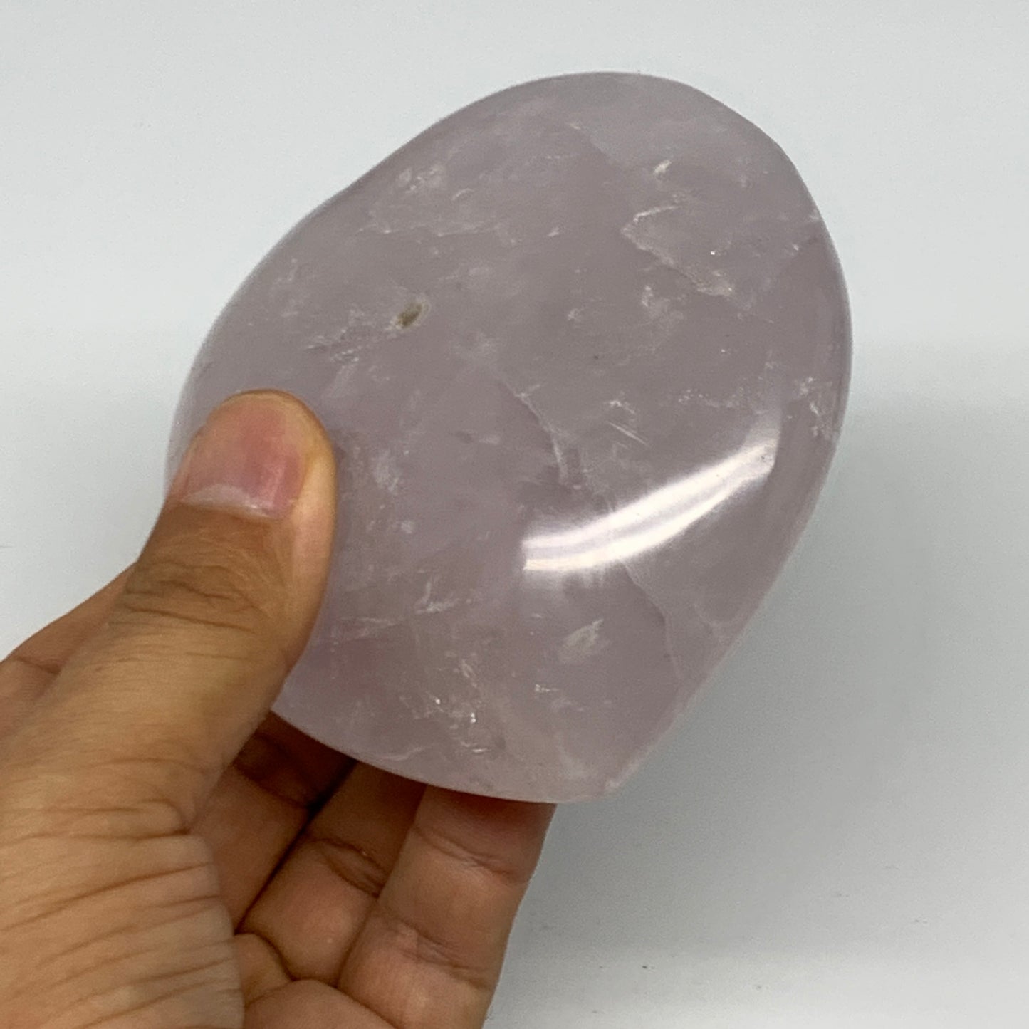 361g, 3.4" x 3.4" x 1.4" Rose Quartz Heart Healing Crystal @Madagascar, B17417