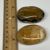 129g, 2.1"-2.2", 2pcs, Yellow Ocean Jasper Palm-Stone Decor @Madagascar, B18183