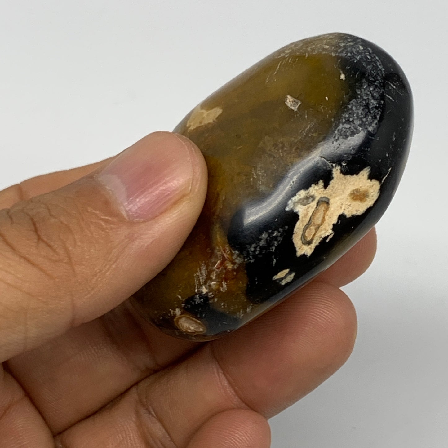 129g, 2.1"-2.2", 2pcs, Yellow Ocean Jasper Palm-Stone Decor @Madagascar, B18183