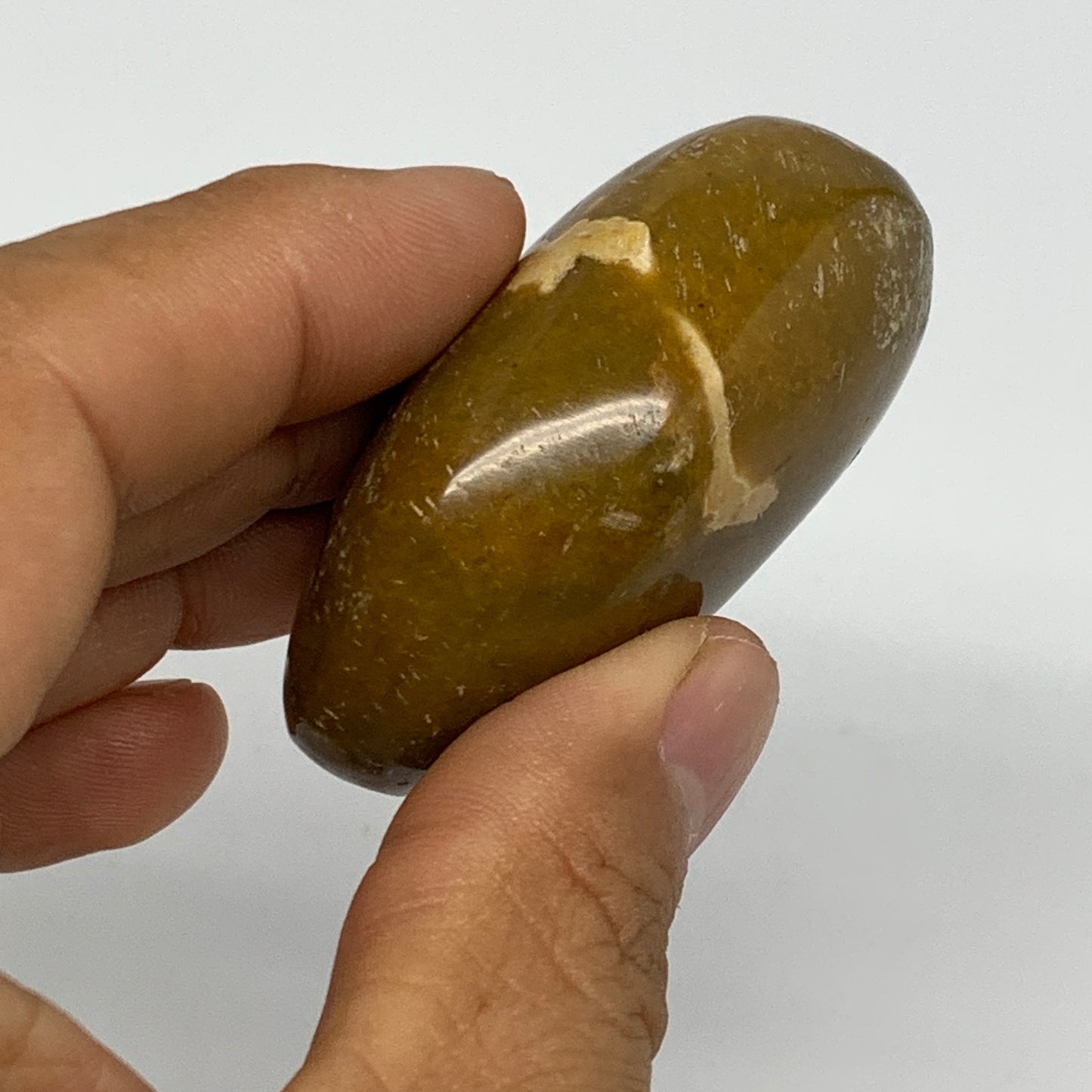 129g, 2.1"-2.2", 2pcs, Yellow Ocean Jasper Palm-Stone Decor @Madagascar, B18183