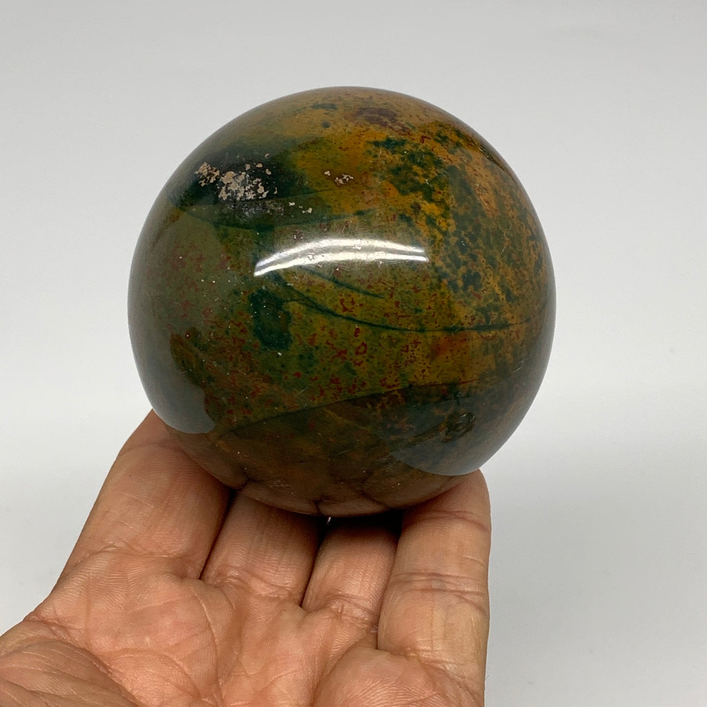 443.9g, 2.7" (69mm), Ocean Jasper Sphere Geode Crystal Reiki @Madagascar, B25347