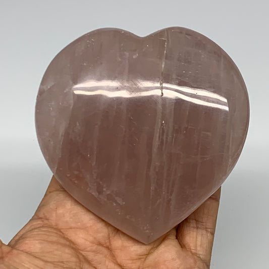 372.9g, 3.6" x 3.5" x 1.4" Rose Quartz Heart Healing Crystal @Madagascar, B17418