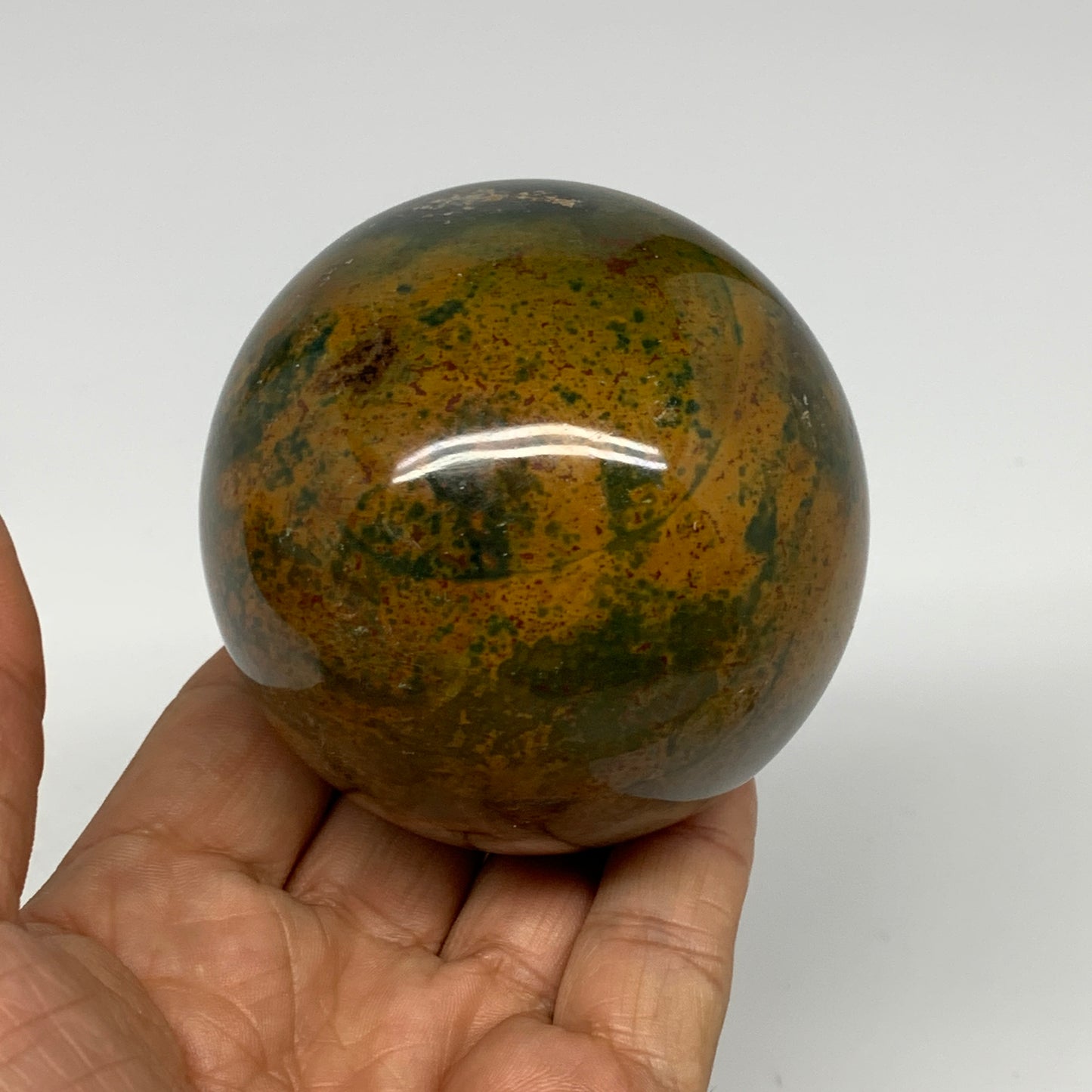 443.9g, 2.7" (69mm), Ocean Jasper Sphere Geode Crystal Reiki @Madagascar, B25347
