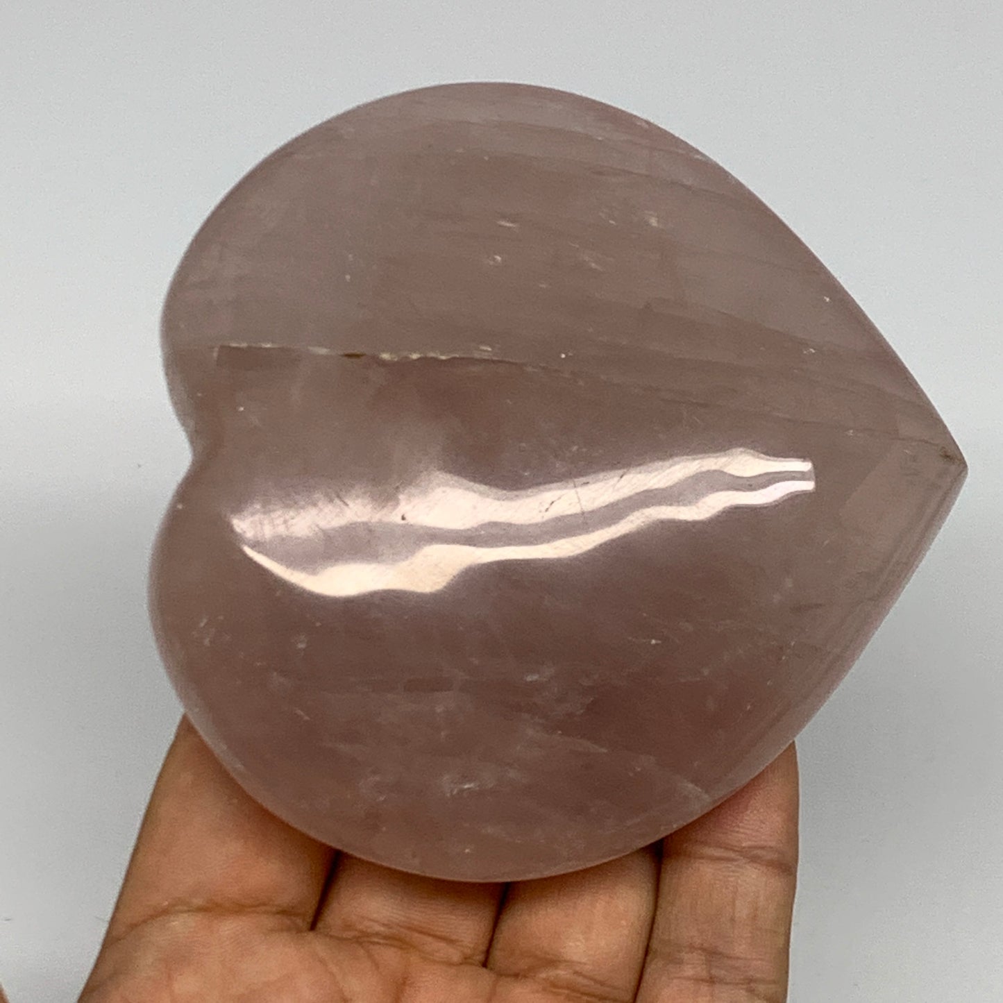 372.9g, 3.6" x 3.5" x 1.4" Rose Quartz Heart Healing Crystal @Madagascar, B17418