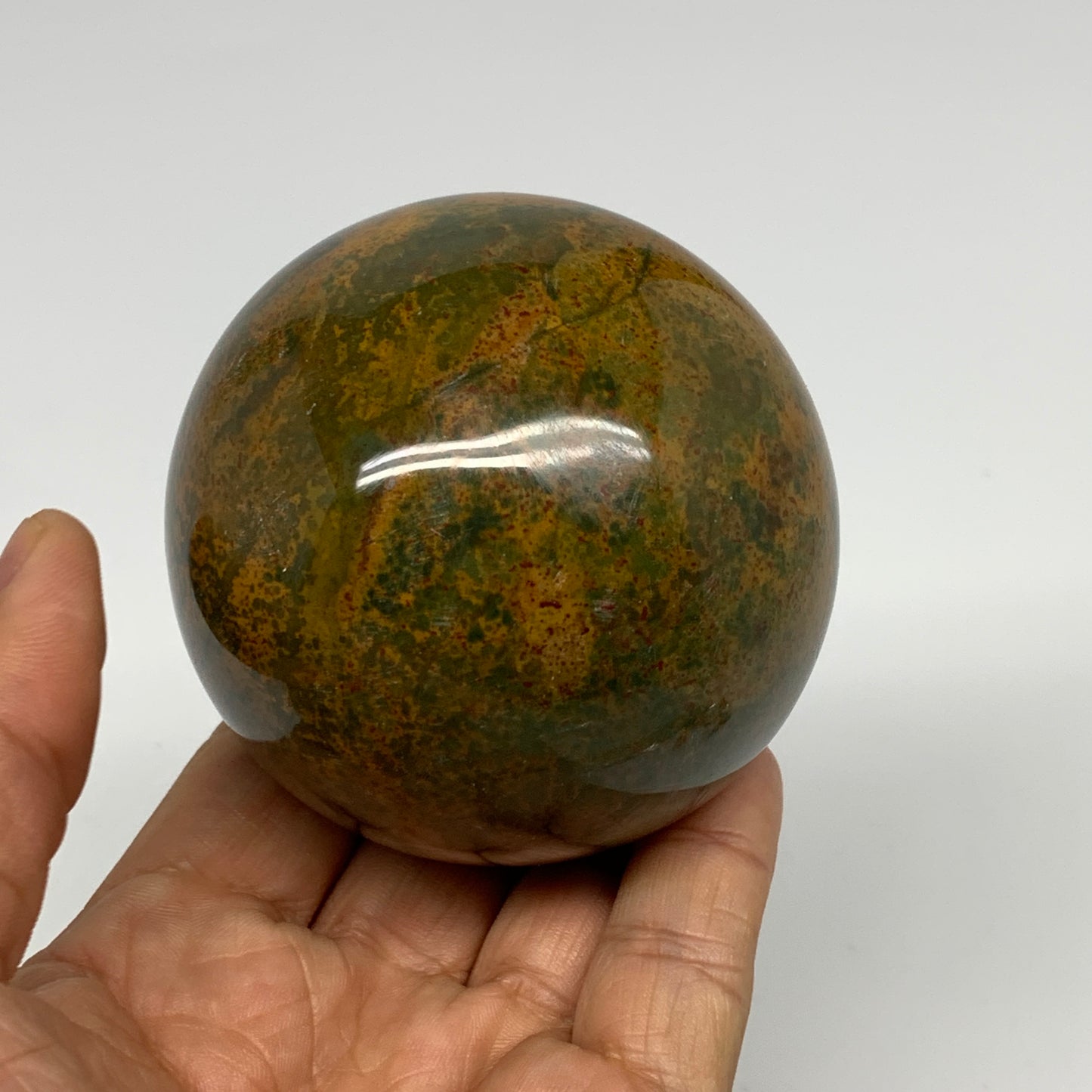 443.9g, 2.7" (69mm), Ocean Jasper Sphere Geode Crystal Reiki @Madagascar, B25347