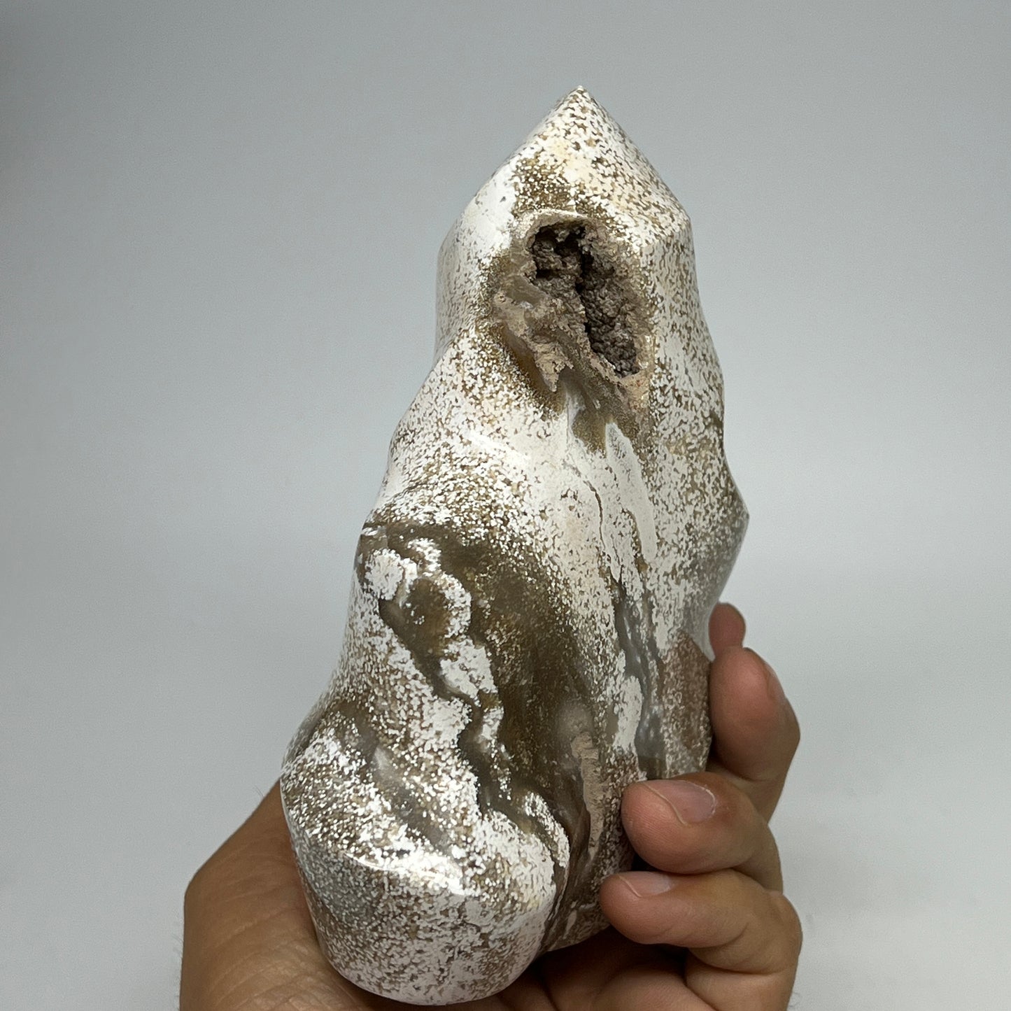 880g, 5.2"x4"x2.2", Natural Ocean Jasper Flame Gemstones Reiki Tool, B19599