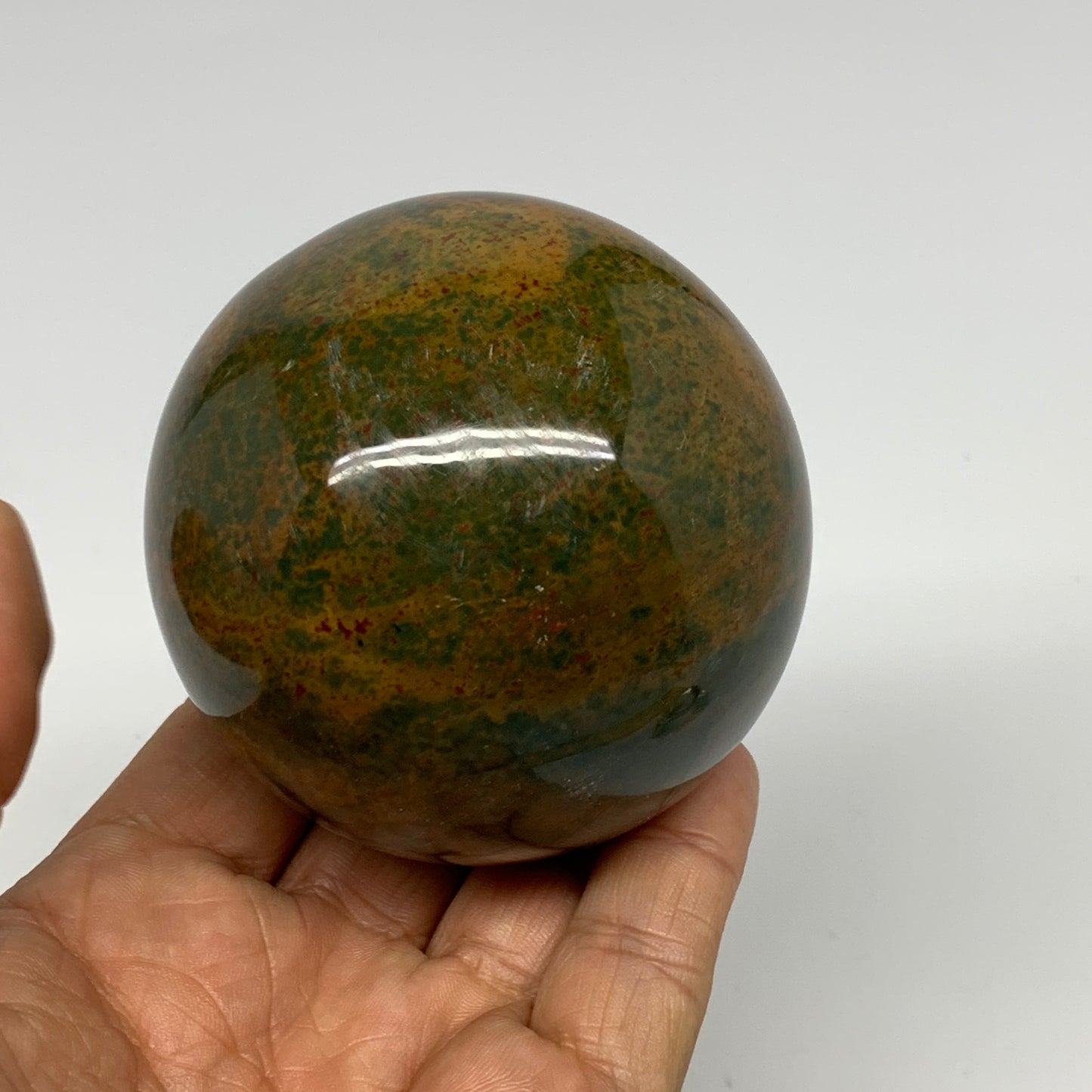 443.9g, 2.7" (69mm), Ocean Jasper Sphere Geode Crystal Reiki @Madagascar, B25347