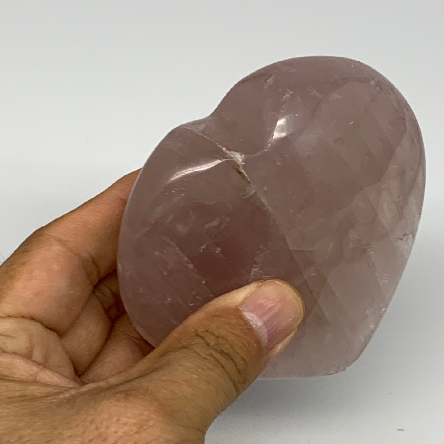 372.9g, 3.6" x 3.5" x 1.4" Rose Quartz Heart Healing Crystal @Madagascar, B17418