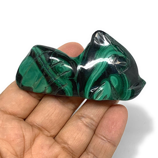 82.5g, 2.9"x1.4"x0.6" Natural Solid Malachite Fish Figurine @Congo, B7219