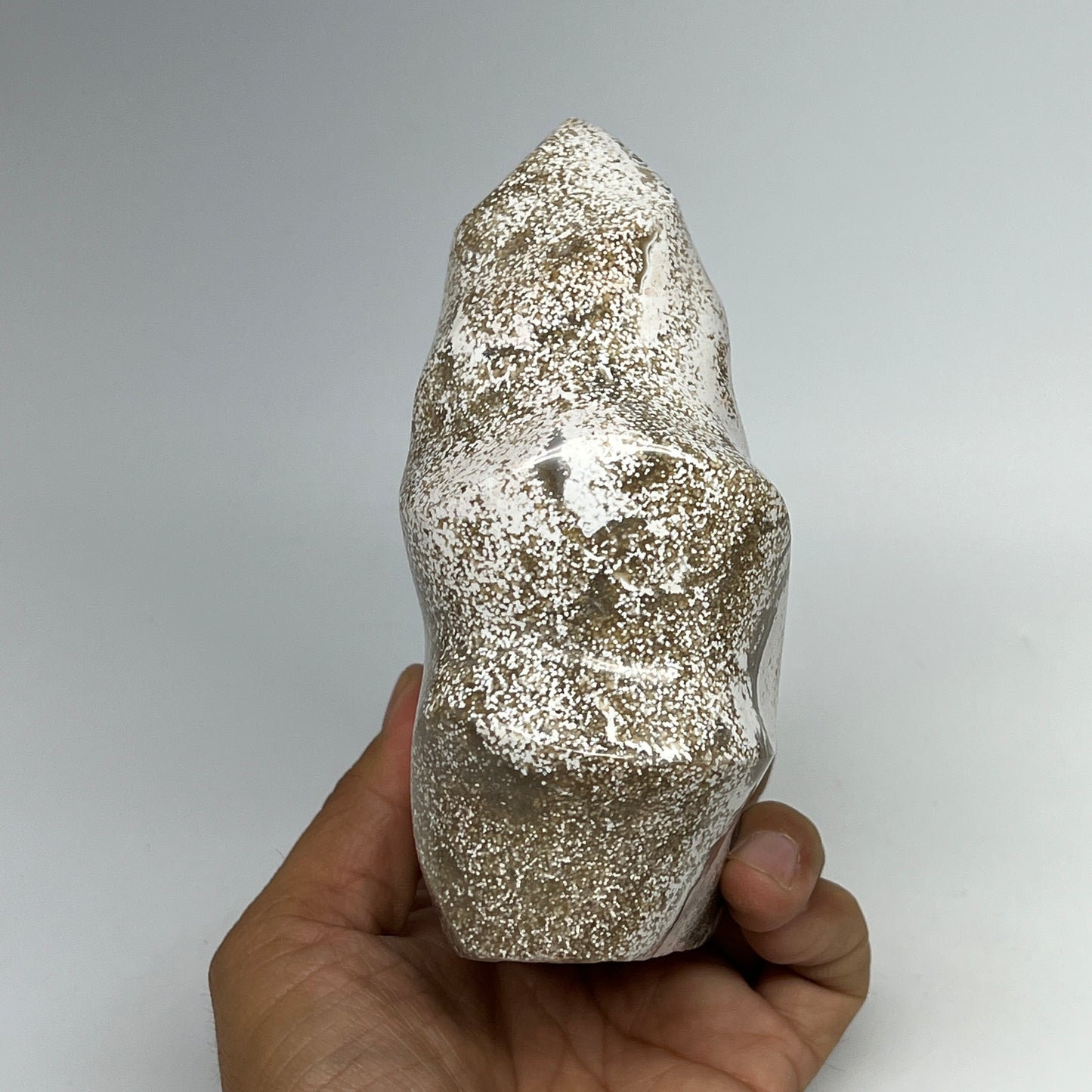 880g, 5.2"x4"x2.2", Natural Ocean Jasper Flame Gemstones Reiki Tool, B19599