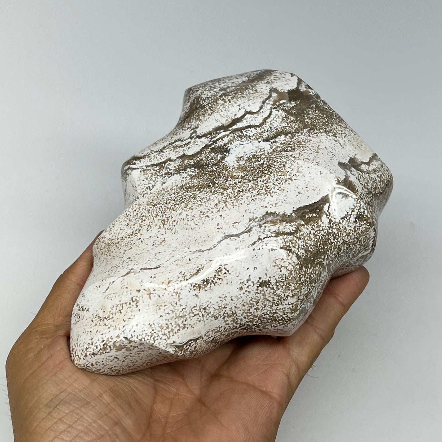 880g, 5.2"x4"x2.2", Natural Ocean Jasper Flame Gemstones Reiki Tool, B19599