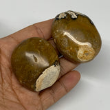 129.9g, 1.8"-2.1, 2pcs, Yellow Ocean Jasper Palm-Stone Decor @Madagascar, B18185
