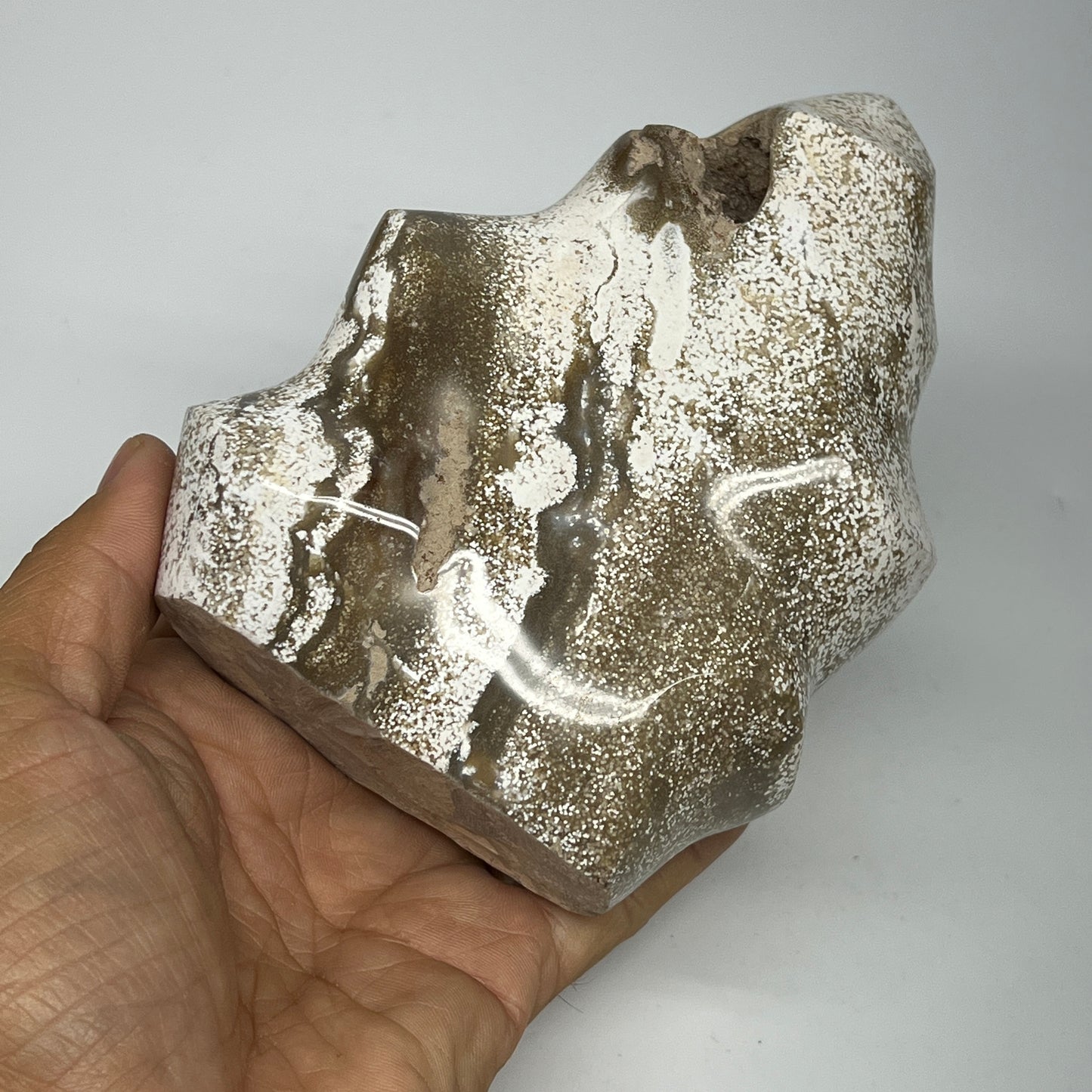 880g, 5.2"x4"x2.2", Natural Ocean Jasper Flame Gemstones Reiki Tool, B19599