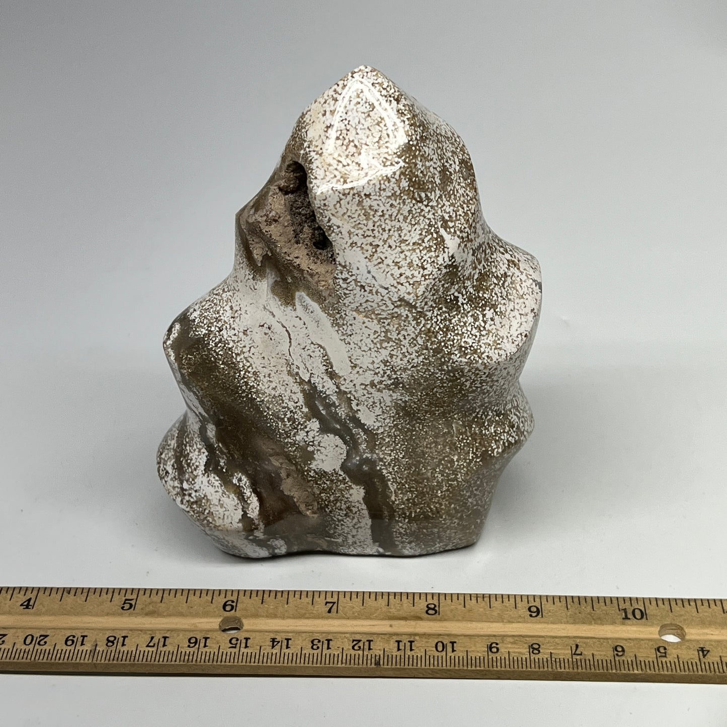 880g, 5.2"x4"x2.2", Natural Ocean Jasper Flame Gemstones Reiki Tool, B19599