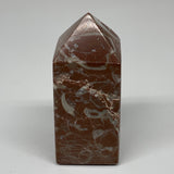 366.7g, 3.9" x 1.6" Natural Red Shell Fossils Tower Obelisk Wand @Morocco, F887