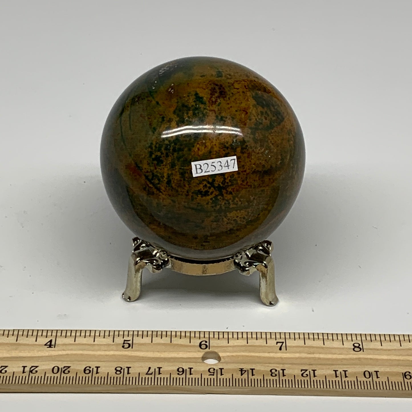 443.9g, 2.7" (69mm), Ocean Jasper Sphere Geode Crystal Reiki @Madagascar, B25347