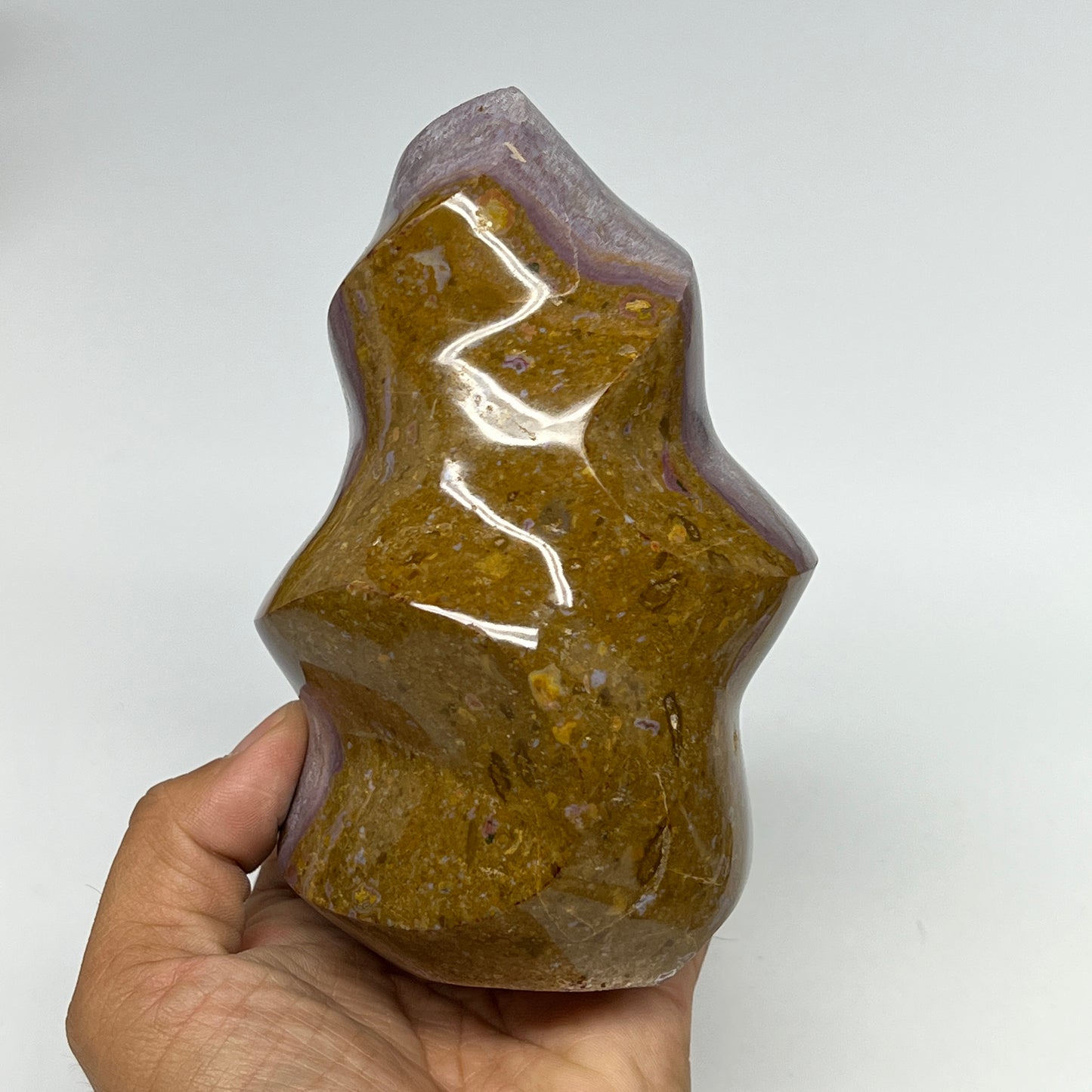945g, 5.4"x3.4"x3", Natural Ocean Jasper Flame Gemstones Reiki Tool, B19600