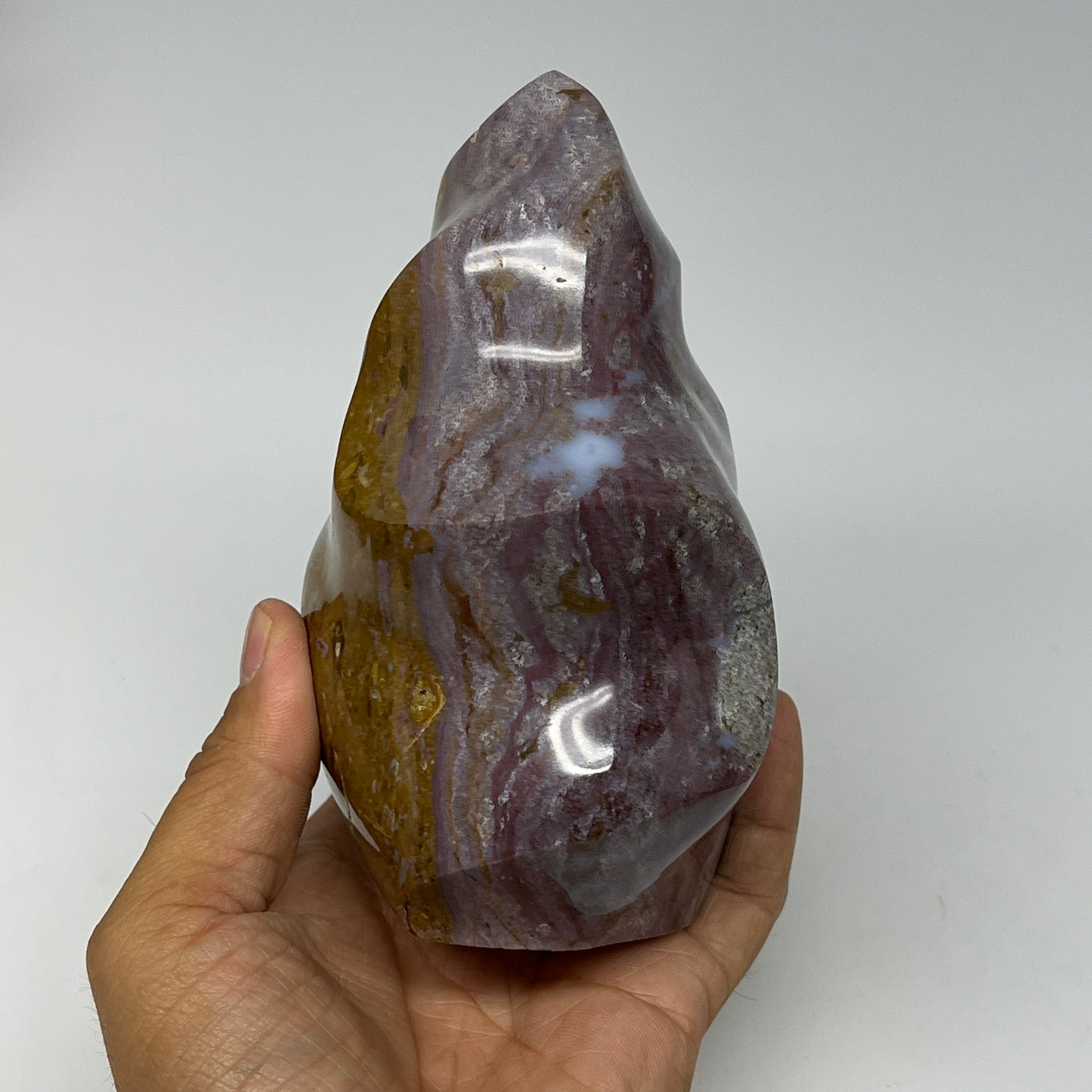 945g, 5.4"x3.4"x3", Natural Ocean Jasper Flame Gemstones Reiki Tool, B19600