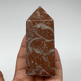 364.1g, 4" x 1.6" Natural Red Shell Fossils Tower Obelisk Wand @Morocco, F888