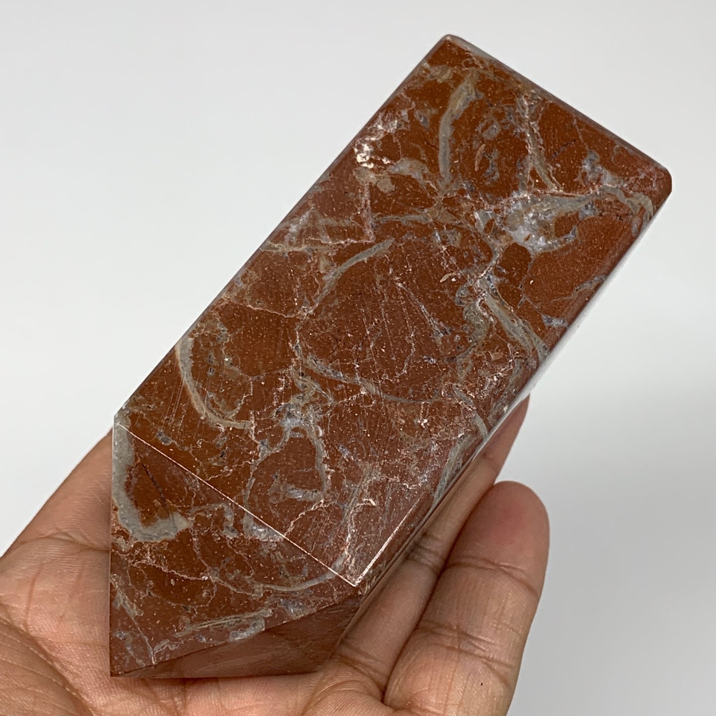 364.1g, 4" x 1.6" Natural Red Shell Fossils Tower Obelisk Wand @Morocco, F888