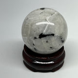 237.8g,2.2"(56mm), Natural Rainbow Moonstone Sphere Ball Gemstone @India,B21406