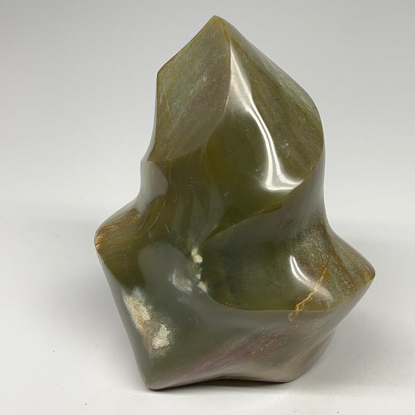 720g, 4.6"x3.6"x2.3", Natural Ocean Jasper Flame Gemstones Reiki Tool, B19601