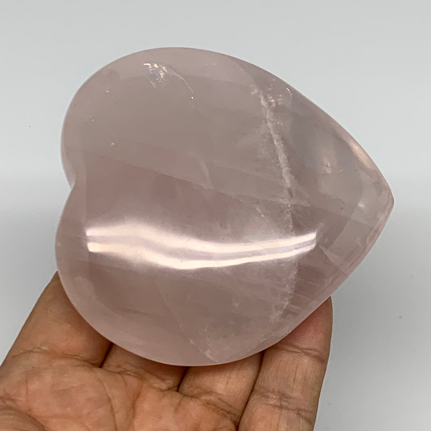 257.7g, 3.2" x 3.1" x 1.2" Rose Quartz Heart Healing Crystal @Madagascar, B17420