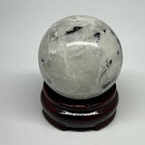 237.8g,2.2"(56mm), Natural Rainbow Moonstone Sphere Ball Gemstone @India,B21406