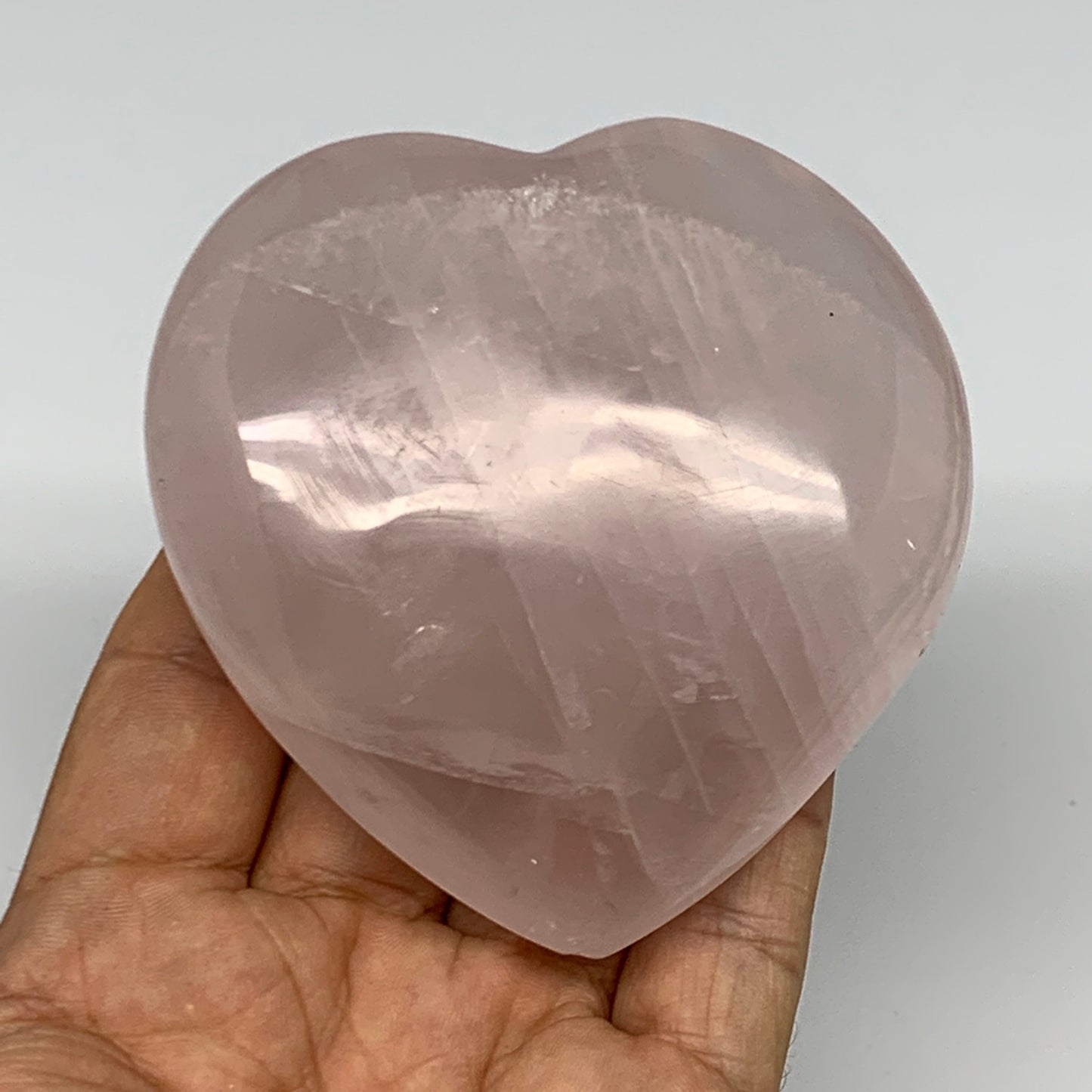 257.7g, 3.2" x 3.1" x 1.2" Rose Quartz Heart Healing Crystal @Madagascar, B17420
