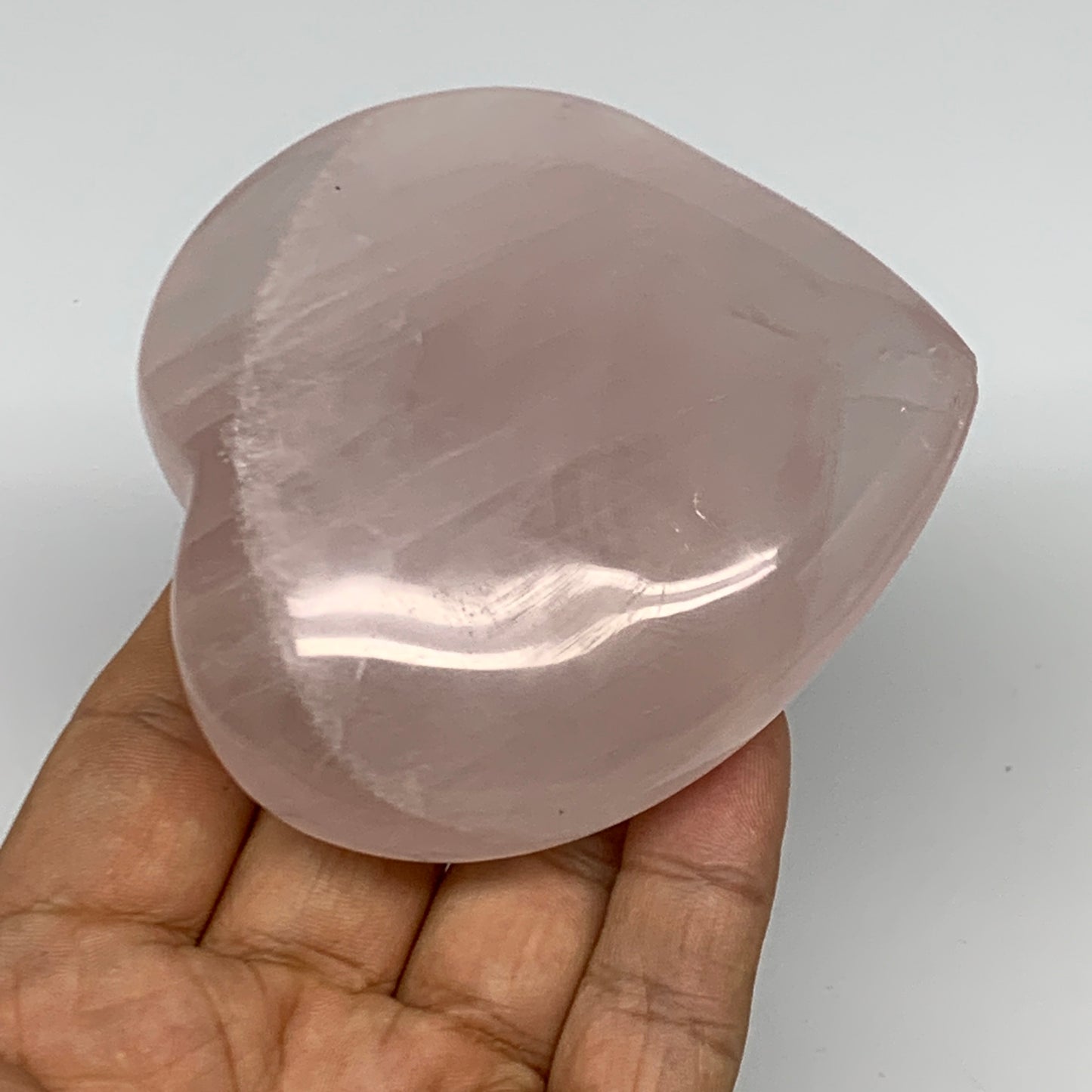 257.7g, 3.2" x 3.1" x 1.2" Rose Quartz Heart Healing Crystal @Madagascar, B17420
