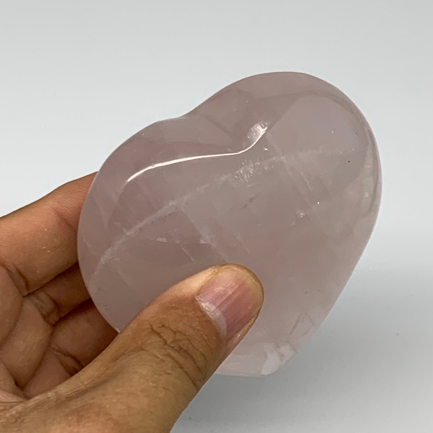 257.7g, 3.2" x 3.1" x 1.2" Rose Quartz Heart Healing Crystal @Madagascar, B17420