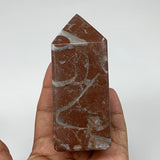 379.1g, 4" x 1.6" Natural Red Shell Fossils Tower Obelisk Wand @Morocco, F889