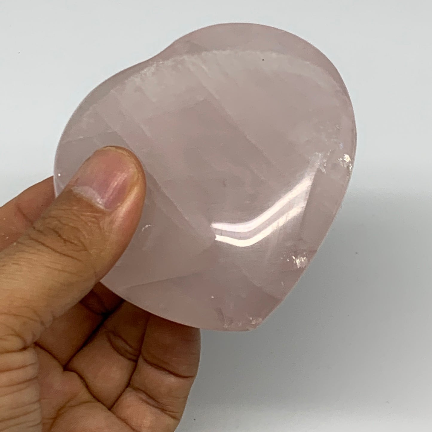 257.7g, 3.2" x 3.1" x 1.2" Rose Quartz Heart Healing Crystal @Madagascar, B17420
