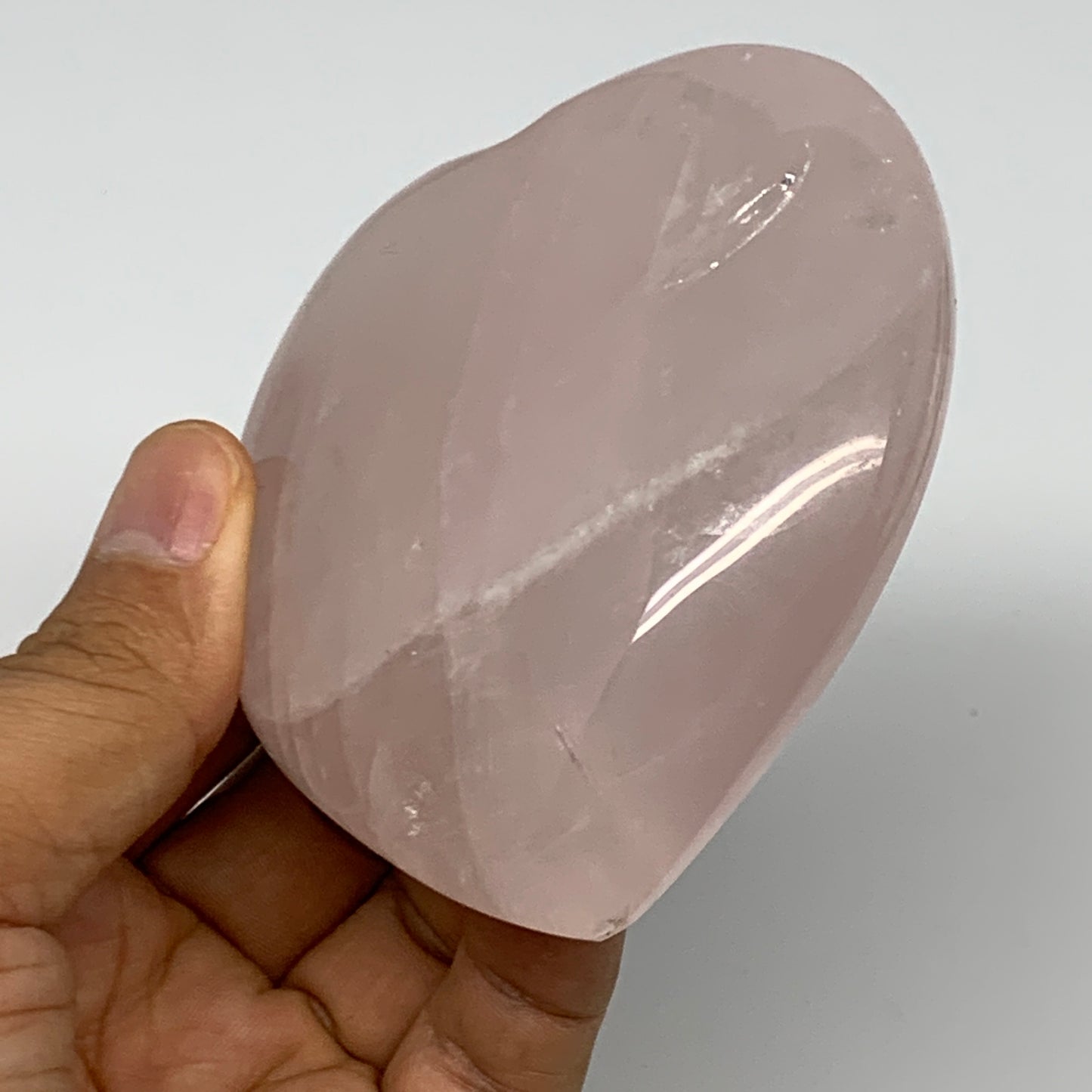 257.7g, 3.2" x 3.1" x 1.2" Rose Quartz Heart Healing Crystal @Madagascar, B17420