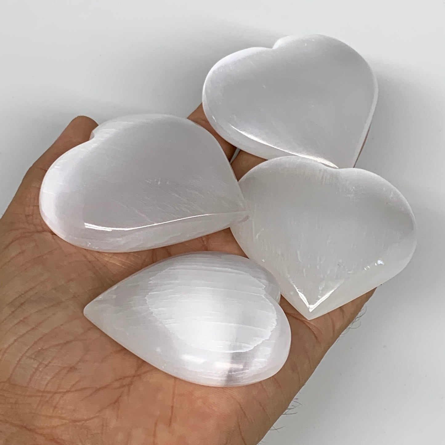 1pc, 2" x 2.3" Small Selenite Heart Crystals, Satin Spar, Desert Rose gypsum