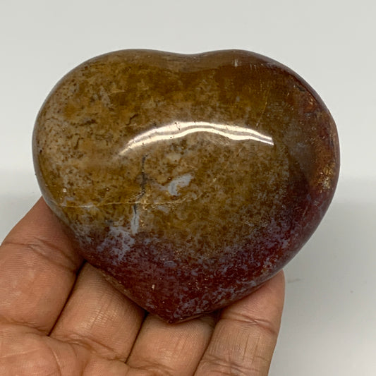 210.9g, 2.6"x2.9"x1.4" Ocean Jasper Heart Polished Healing Crystal, B27004