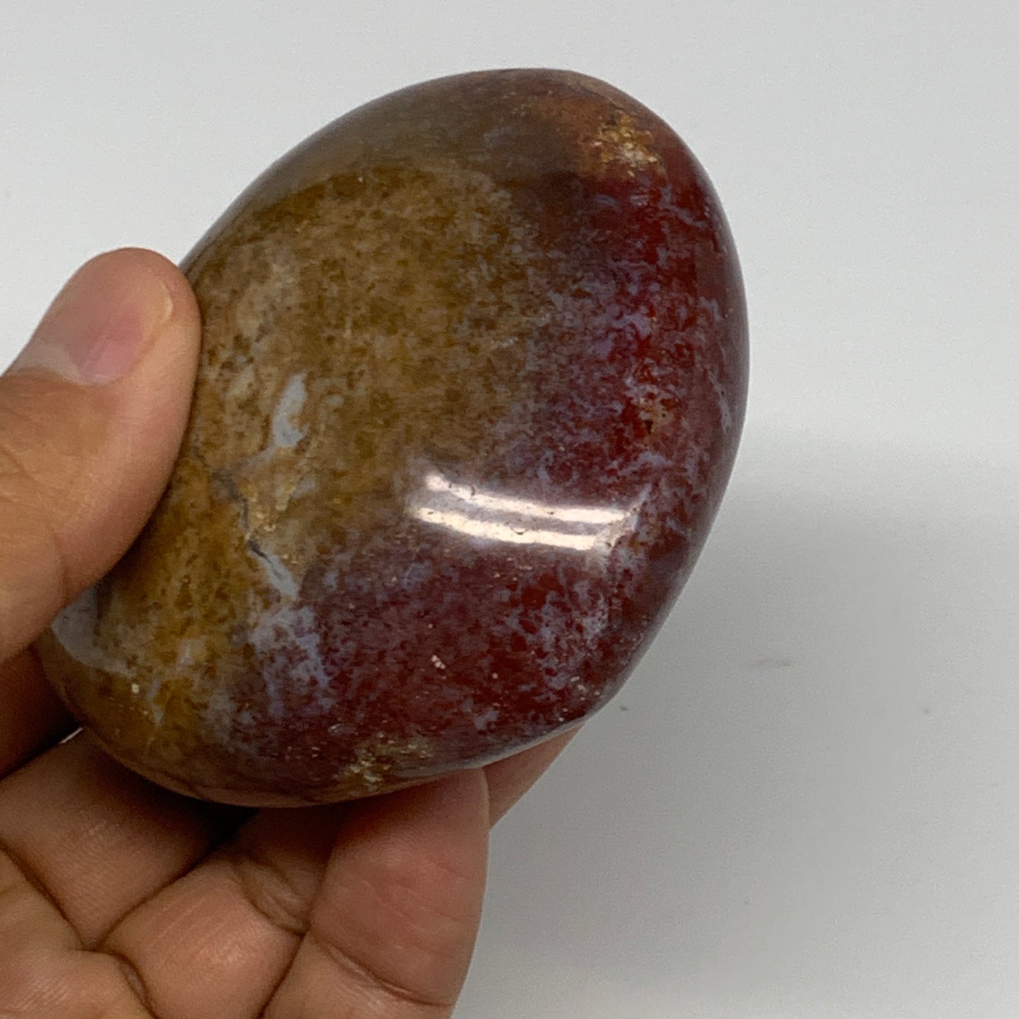 210.9g, 2.6"x2.9"x1.4" Ocean Jasper Heart Polished Healing Crystal, B27004