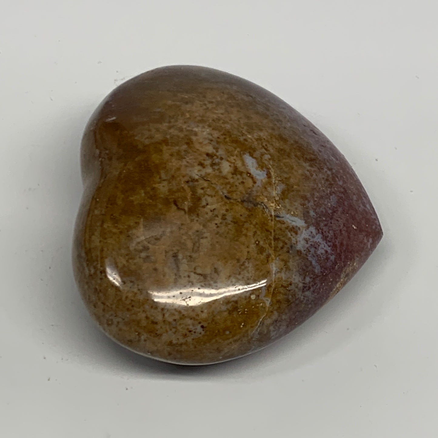 210.9g, 2.6"x2.9"x1.4" Ocean Jasper Heart Polished Healing Crystal, B27004