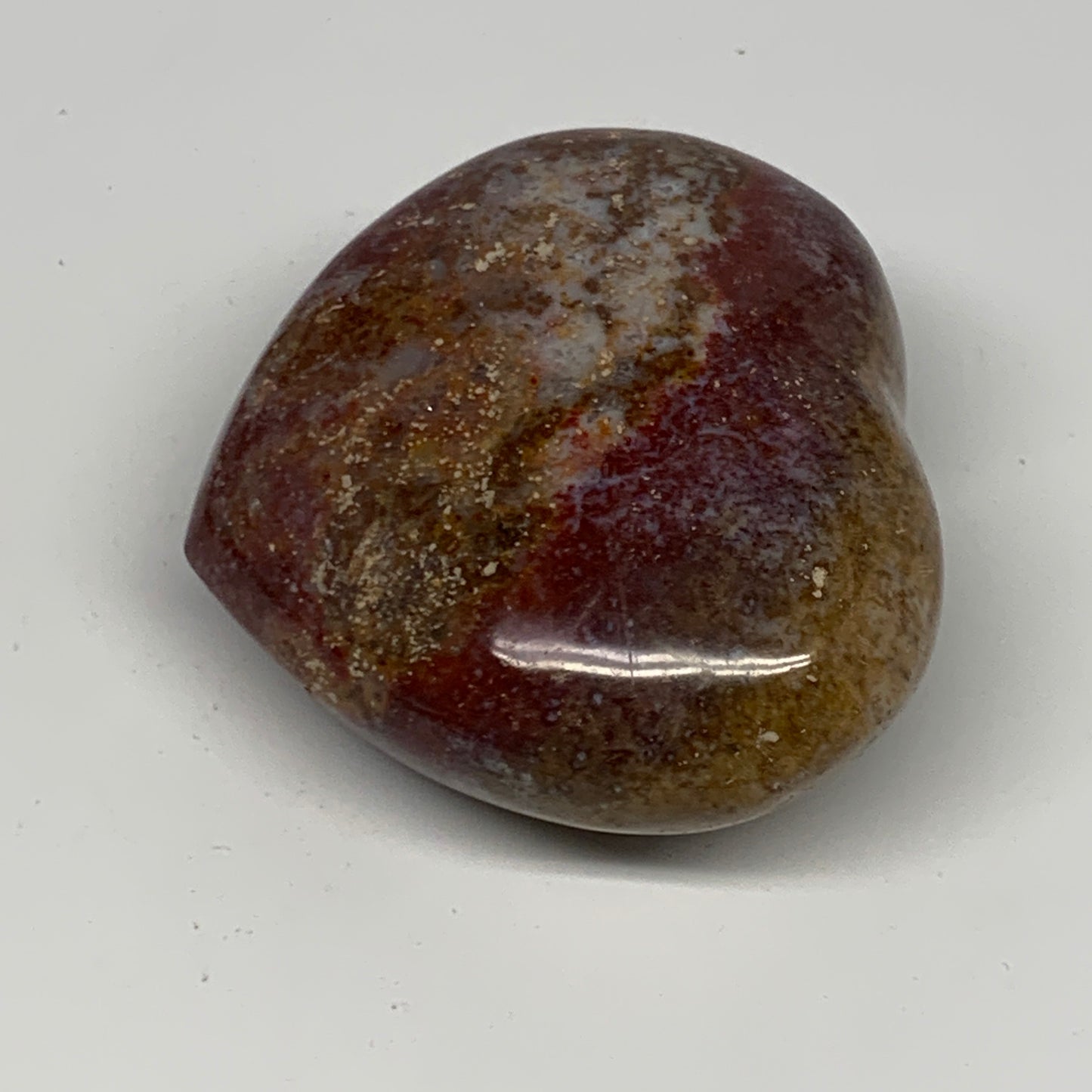 210.9g, 2.6"x2.9"x1.4" Ocean Jasper Heart Polished Healing Crystal, B27004