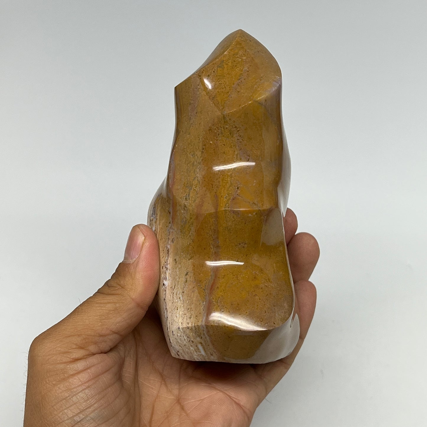 605g, 4.9"x2.9"x2.1", Natural Ocean Jasper Flame Gemstones Reiki Tool, B19603