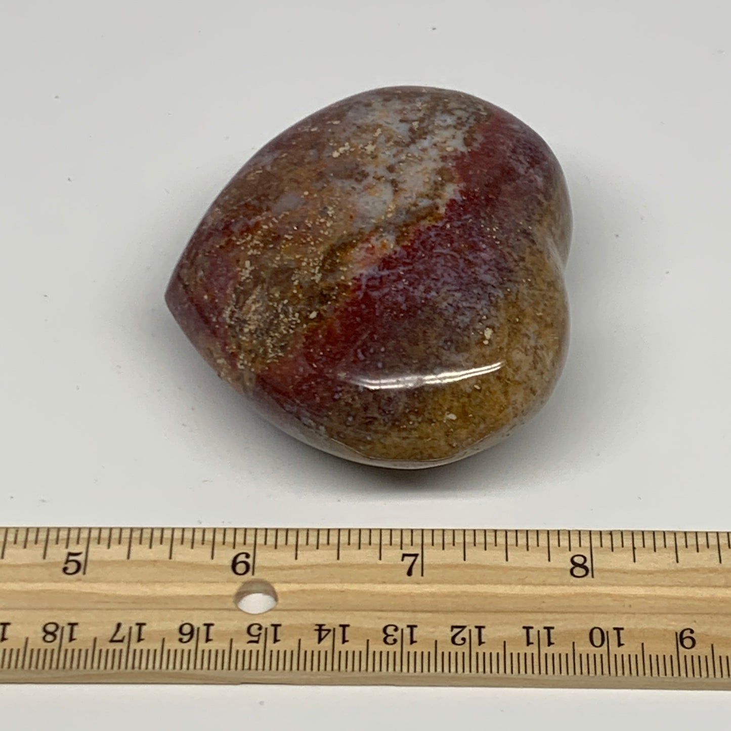 210.9g, 2.6"x2.9"x1.4" Ocean Jasper Heart Polished Healing Crystal, B27004
