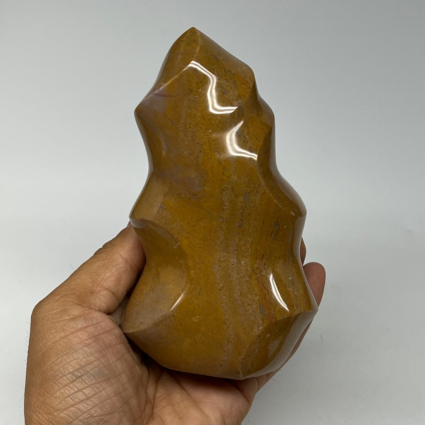 605g, 4.9"x2.9"x2.1", Natural Ocean Jasper Flame Gemstones Reiki Tool, B19603