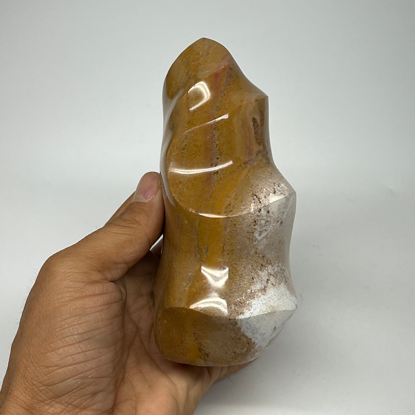 605g, 4.9"x2.9"x2.1", Natural Ocean Jasper Flame Gemstones Reiki Tool, B19603