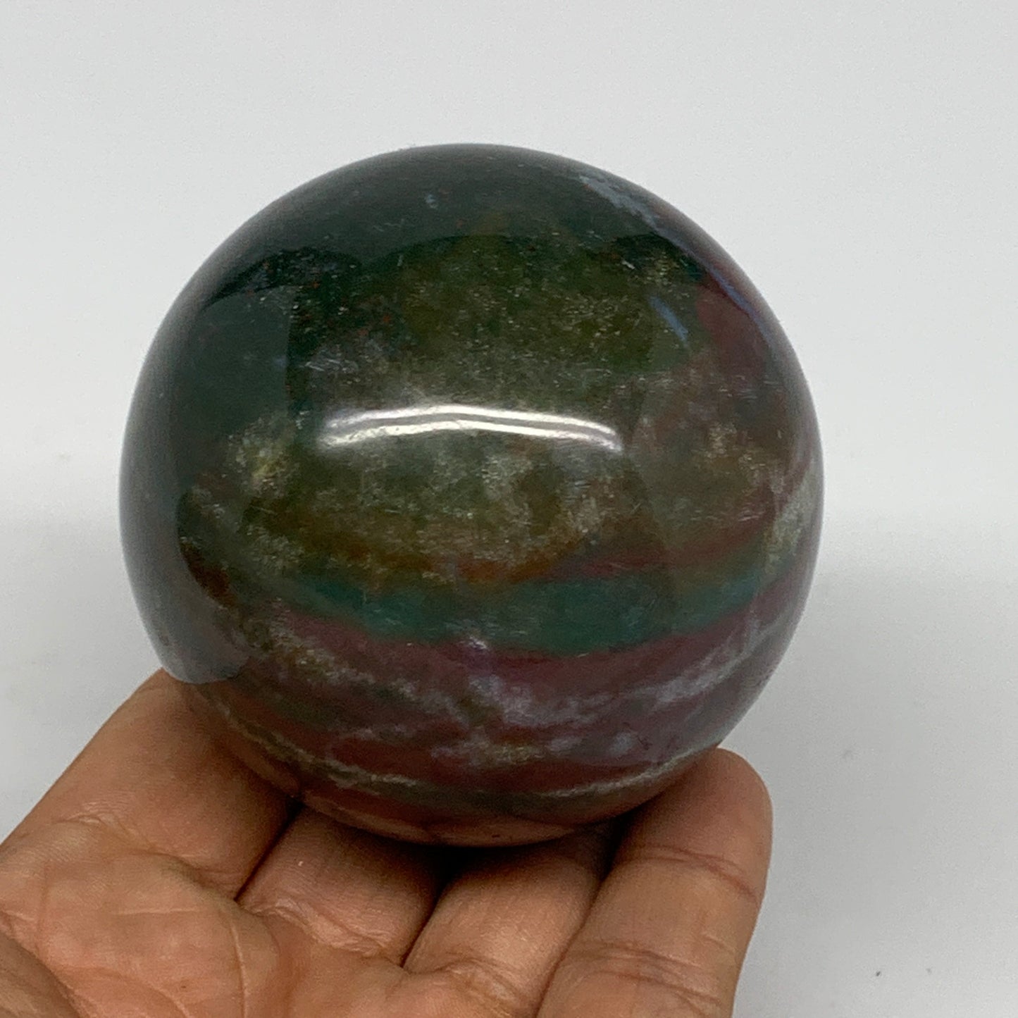 385g, 2.6" (65mm), Ocean Jasper Sphere Geode Crystal Reiki @Madagascar, B25351