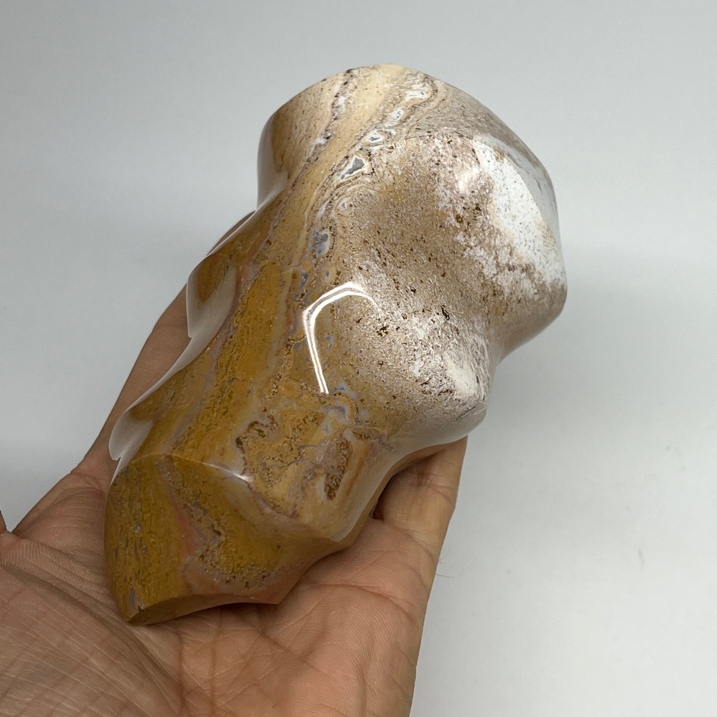 605g, 4.9"x2.9"x2.1", Natural Ocean Jasper Flame Gemstones Reiki Tool, B19603