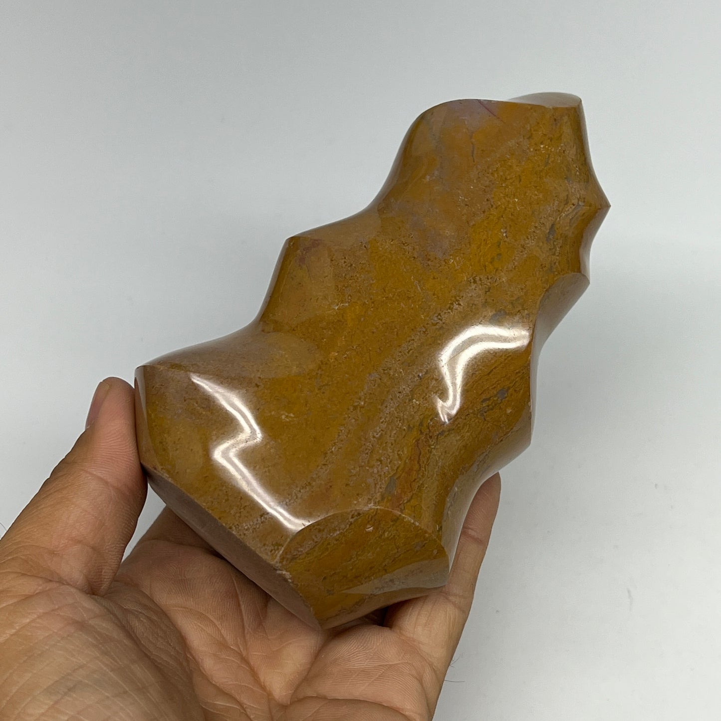 605g, 4.9"x2.9"x2.1", Natural Ocean Jasper Flame Gemstones Reiki Tool, B19603