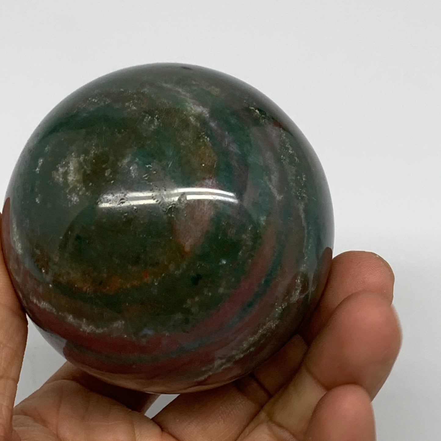 385g, 2.6" (65mm), Ocean Jasper Sphere Geode Crystal Reiki @Madagascar, B25351