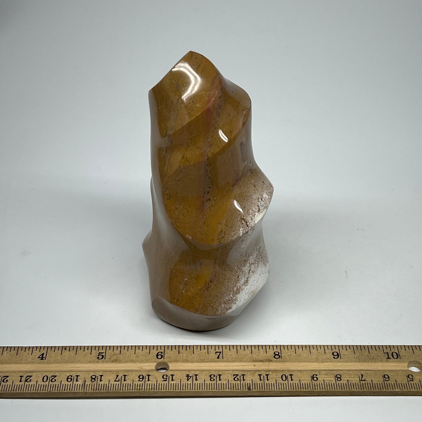 605g, 4.9"x2.9"x2.1", Natural Ocean Jasper Flame Gemstones Reiki Tool, B19603