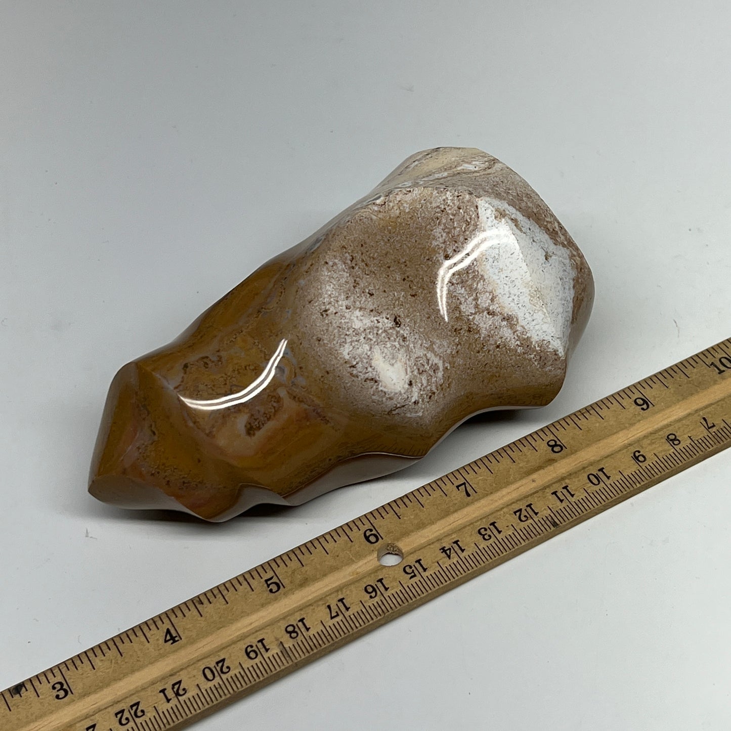 605g, 4.9"x2.9"x2.1", Natural Ocean Jasper Flame Gemstones Reiki Tool, B19603