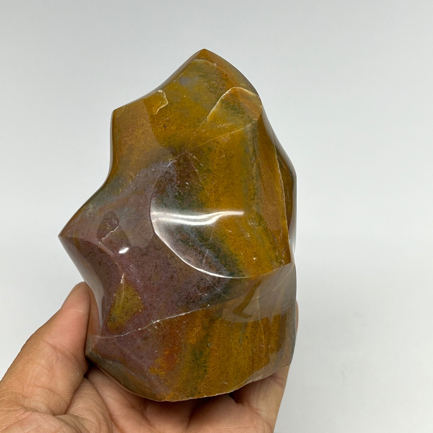555g, 4"x2.9"x2.3", Natural Ocean Jasper Flame Gemstones Reiki Tool, B19604